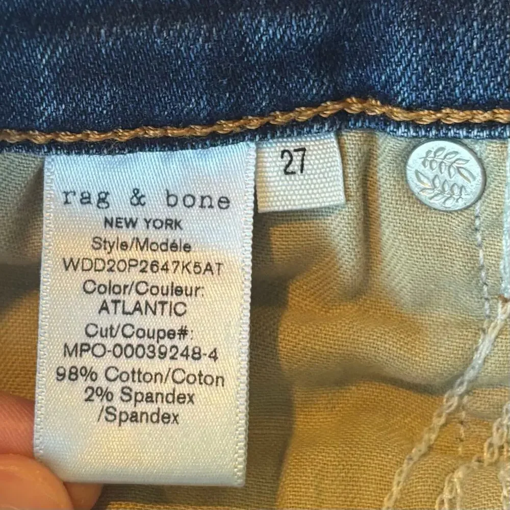 Rag & Bone Nina High Rise Ankle Cigarette Jeans Dark Wash Women’s Size 27